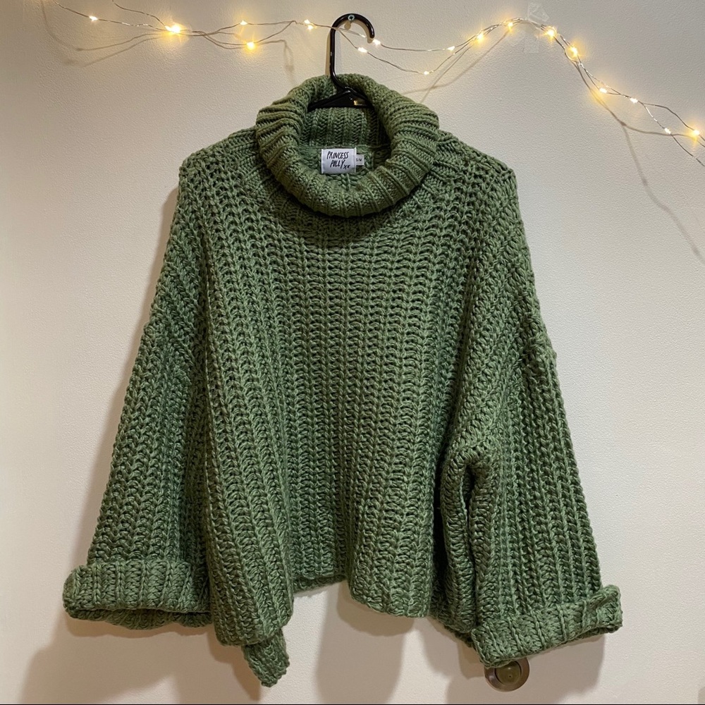 PRINCESS POLLY GREEN COW NECK KNIT SWEATER - Picture 4 of 8